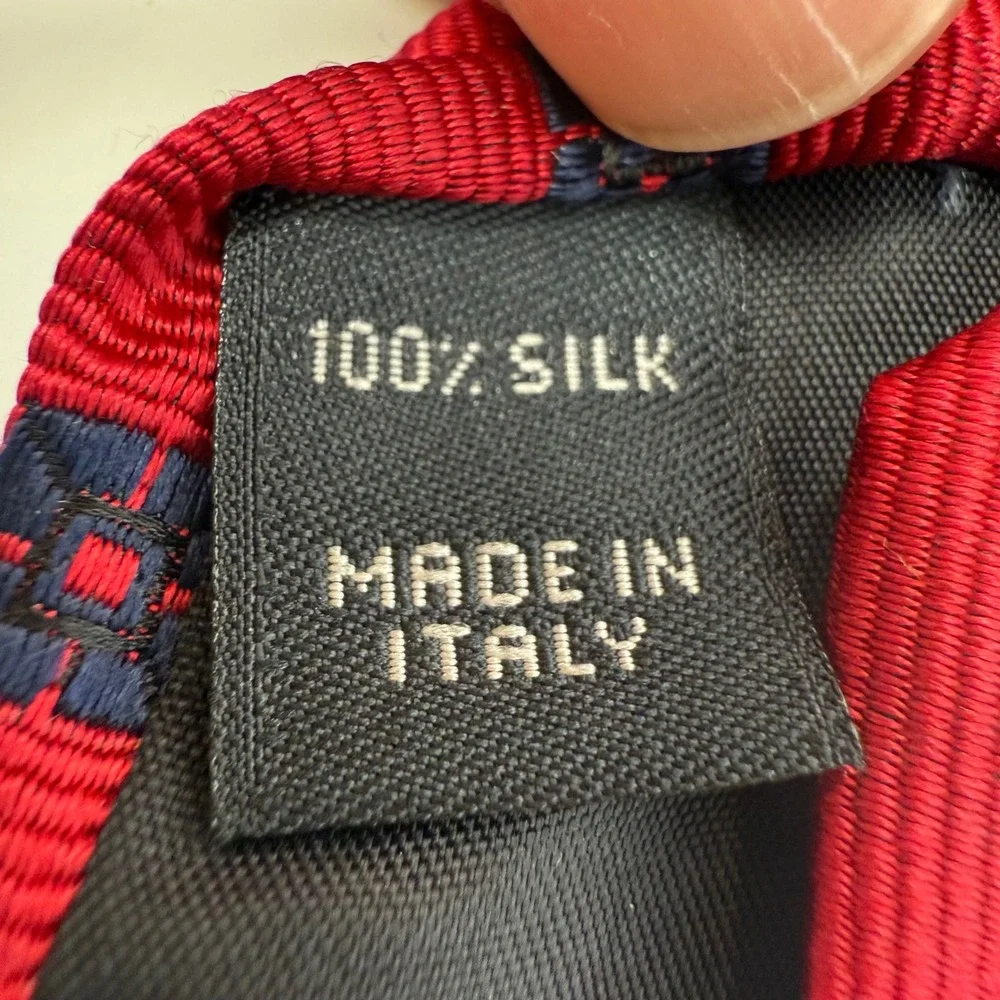 Jos‎ A Bank Red Blue Navy Geometric Silk Mens Neck Tie Made in Italy